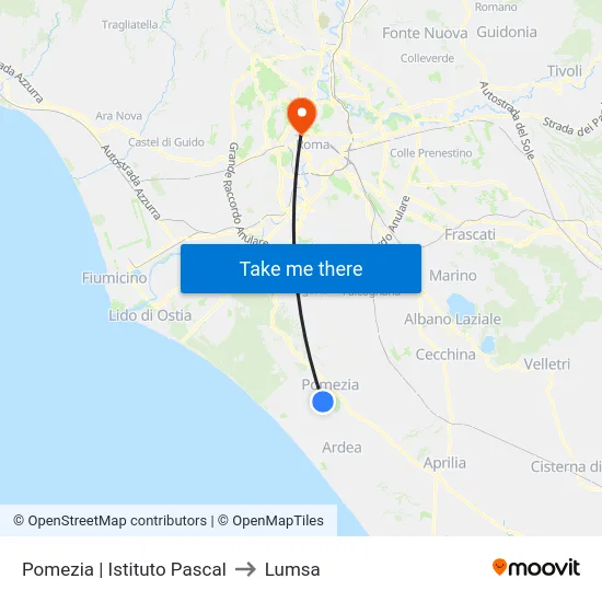 Pomezia | Istituto Pascal to Lumsa map