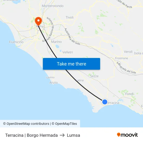 Terracina | Borgo Hermada to Lumsa map