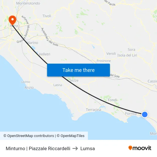 Minturno | Piazzale Riccardelli to Lumsa map