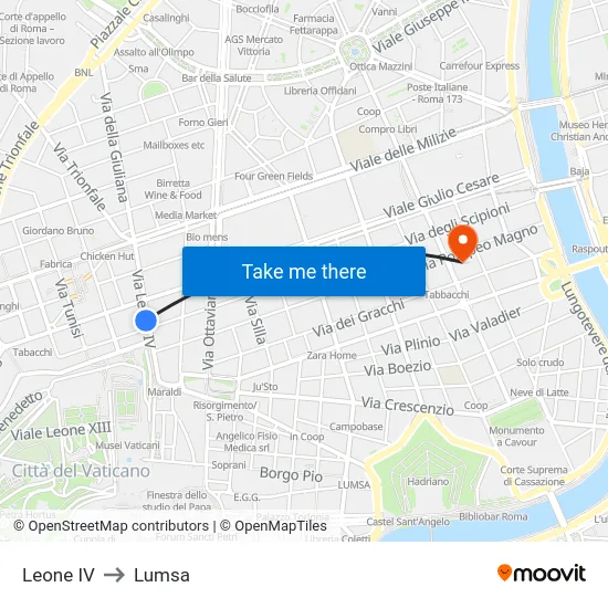 Leone IV to Lumsa map