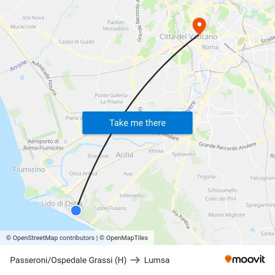 Passeroni/Ospedale Grassi (H) to Lumsa map