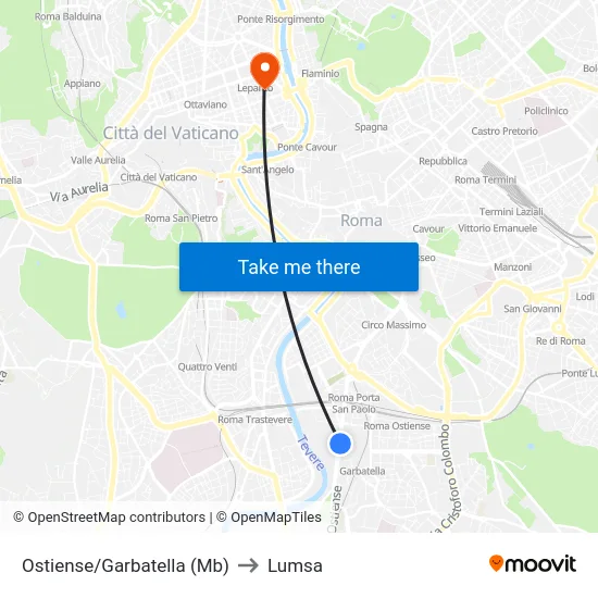 Ostiense/Garbatella (Mb) to Lumsa map