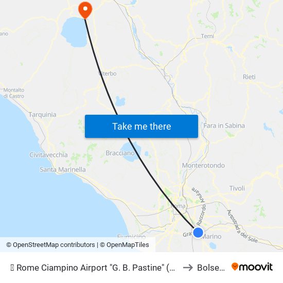 ✈ Rome Ciampino Airport "G. B. Pastine" (Cia) to Bolsena map