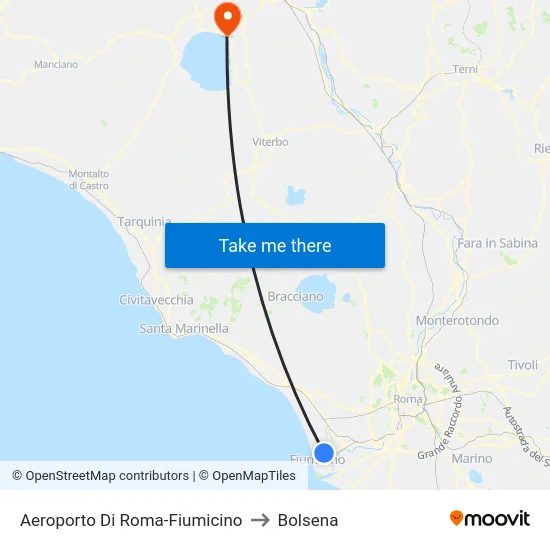 Aeroporto Di Roma-Fiumicino to Bolsena map
