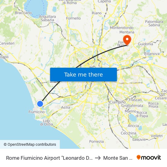 Rome Fiumicino Airport "Leonardo Da Vinci" (Fco) to Monte San Biagio map