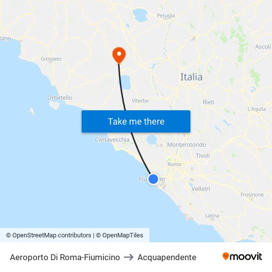 Aeroporto Di Roma-Fiumicino to Acquapendente map