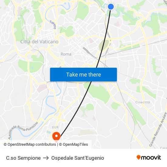 C.so Sempione to Ospedale Sant'Eugenio map