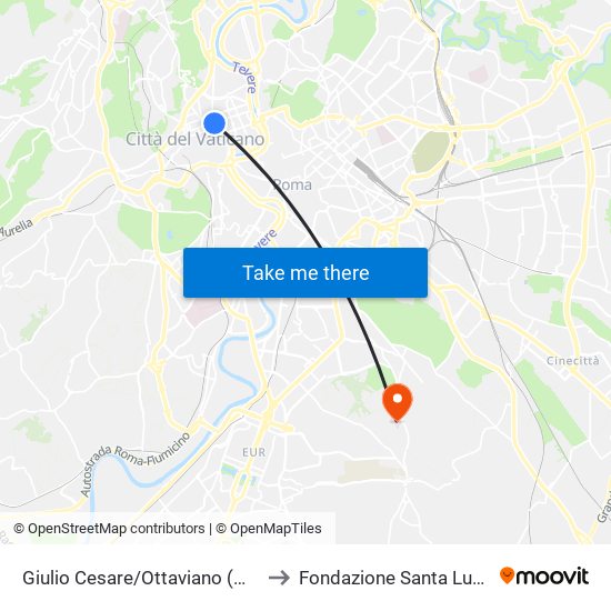 Giulio Cesare/Ottaviano (Ma) to Fondazione Santa Lucia map