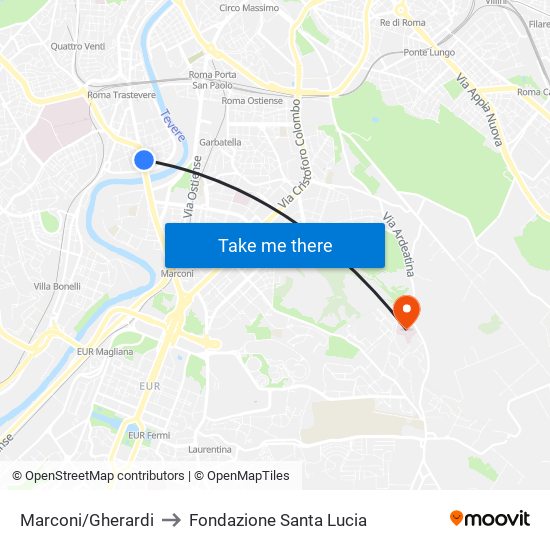 Marconi/Gherardi to Fondazione Santa Lucia map