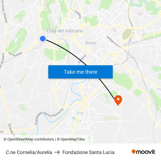 C.ne Cornelia/Aurelia to Fondazione Santa Lucia map