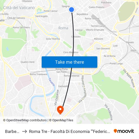 Barberini to Roma Tre - Facoltà Di Economia ""Federico Caffè"" map
