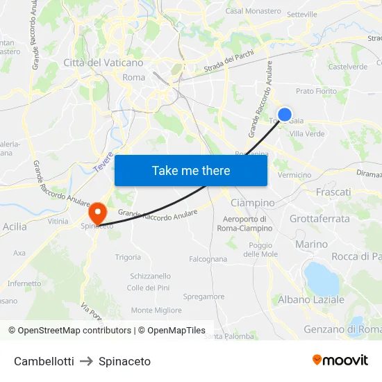 Cambellotti to Spinaceto map