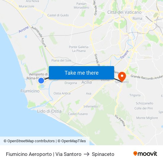 Fiumicino Aeroporto | Via Santoro to Spinaceto map