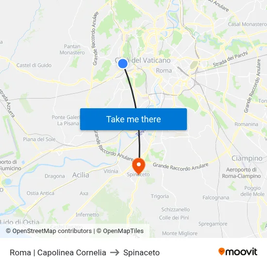 Rome | Cornelia Terminal to Spinaceto map