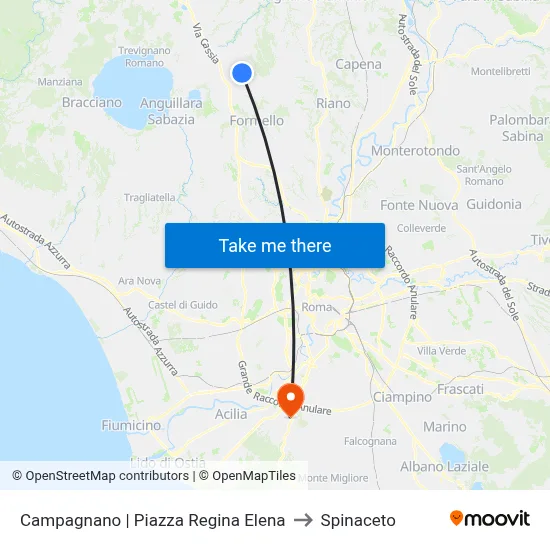 Campagnano Piazza Regina Elena to Spinaceto map
