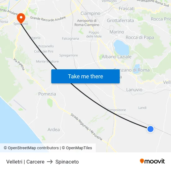 Velletri | Carcere to Spinaceto map