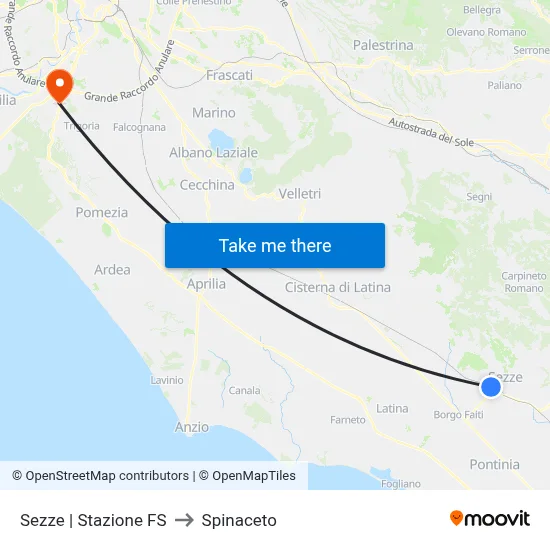 Sezze | Stazione FS to Spinaceto map