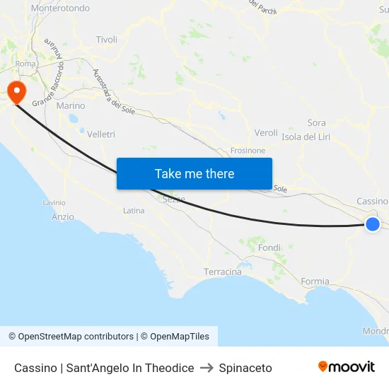 Cassino | Sant'Angelo In Theodice to Spinaceto map