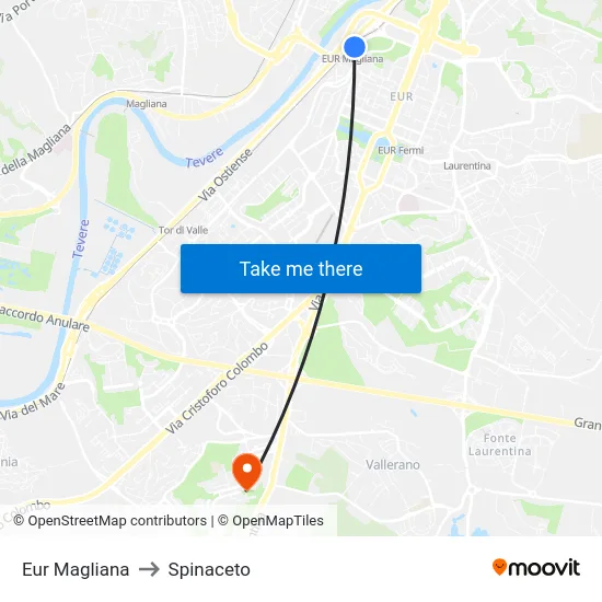 Eur Magliana to Spinaceto map