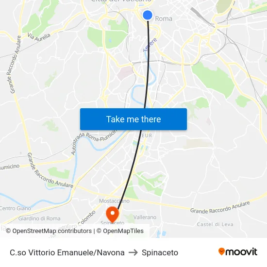 C.so Vittorio Emanuele/Navona to Spinaceto map
