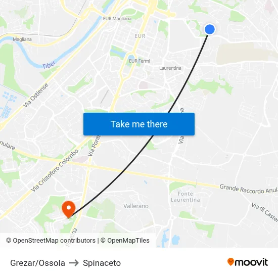Grezar/Ossola to Spinaceto map