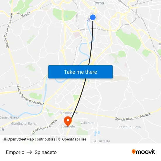 Emporium to Spinaceto map