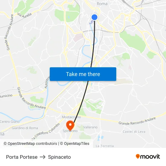 Porta Portese to Spinaceto map