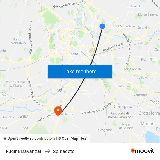 Fucini/Davanzati to Spinaceto map