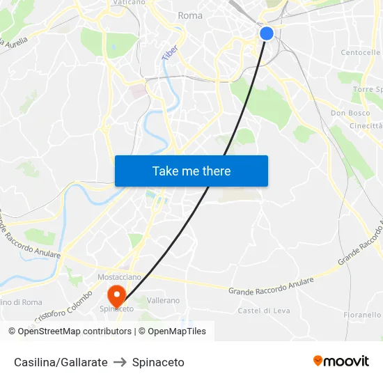Casilina/Gallarate to Spinaceto map