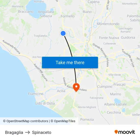 Bragaglia to Spinaceto map