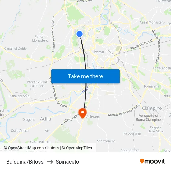 Balduina/Bitossi to Spinaceto map