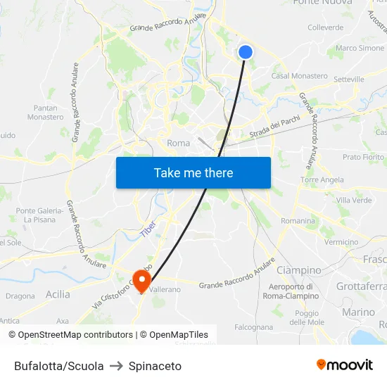 Bufalotta/School to Spinaceto map