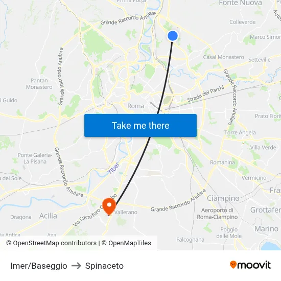 Imer/Baseggio to Spinaceto map