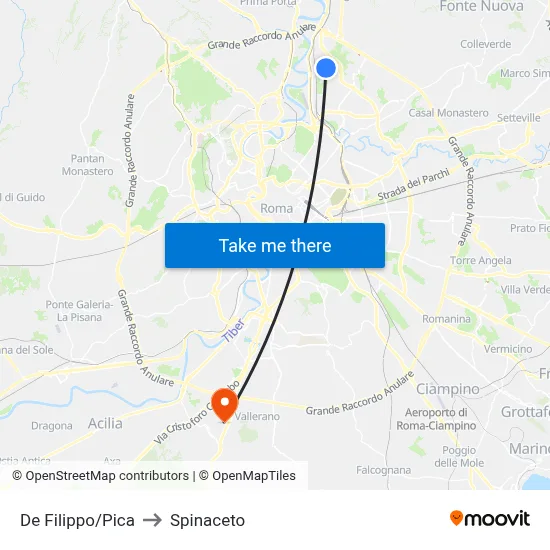 De Filippo/Pica to Spinaceto map