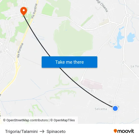 Trigoria/Talamini to Spinaceto map