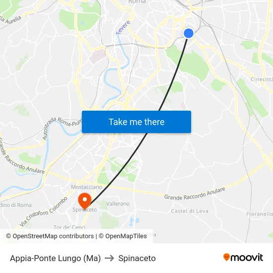 Appia-Ponte Lungo (Ma) to Spinaceto map