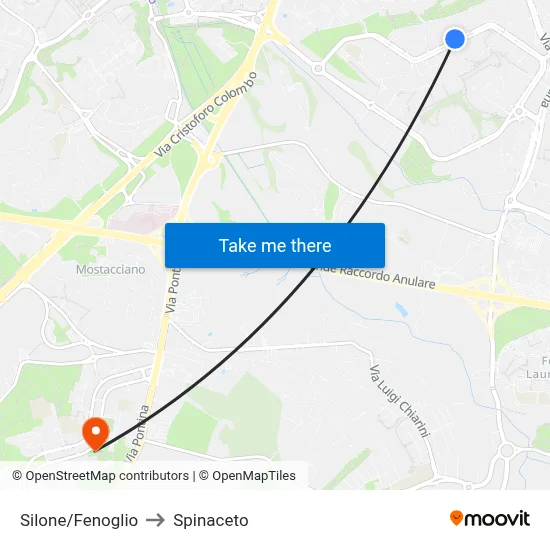 Silone/Fenoglio to Spinaceto map