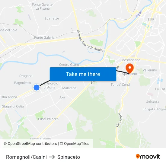 Romagnoli/Casini to Spinaceto map