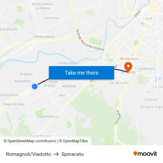 Romagnoli/Viaduct to Spinaceto map