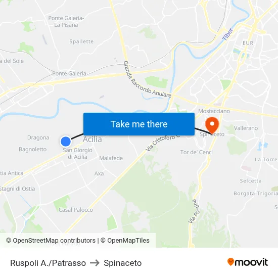 Ruspoli A./Patrasso to Spinaceto map