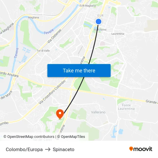 Colombo/Europa to Spinaceto map