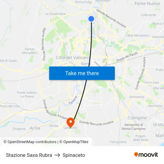 Stazione Saxa Rubra to Spinaceto map