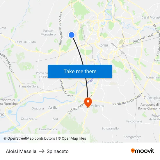 Aloisi Masella to Spinaceto map