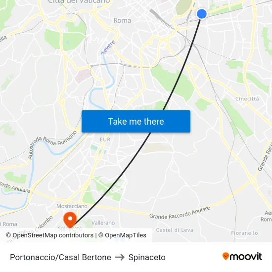 Portonaccio/Casal Bertone to Spinaceto map