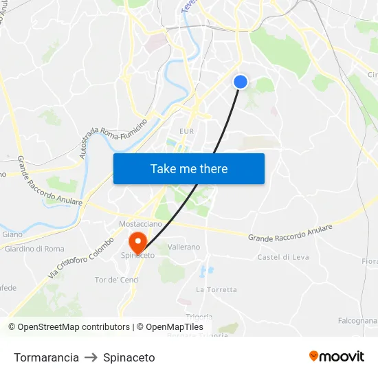 Tormarancia to Spinaceto map