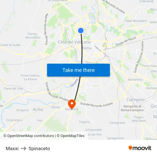 Maxxi to Spinaceto map