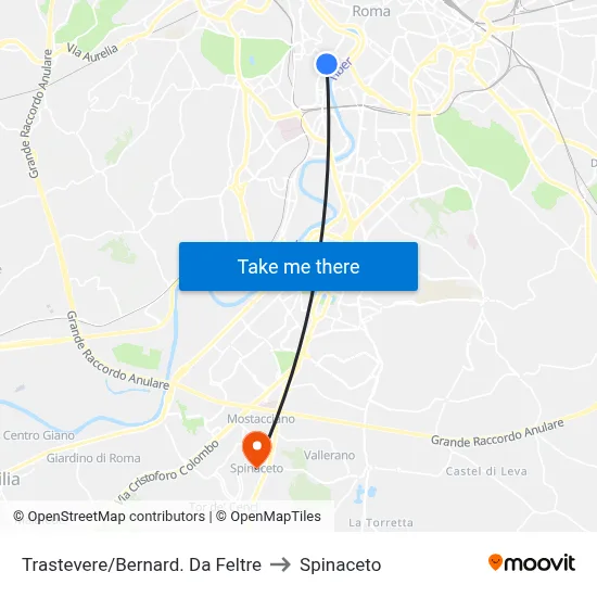 Trastevere/Bernard. Da Feltre to Spinaceto map
