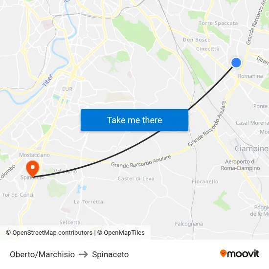Oberto/Marchisio to Spinaceto map