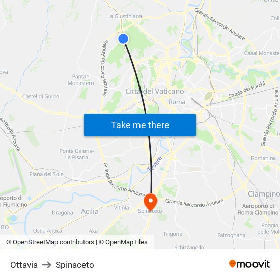 Ottavia to Spinaceto map