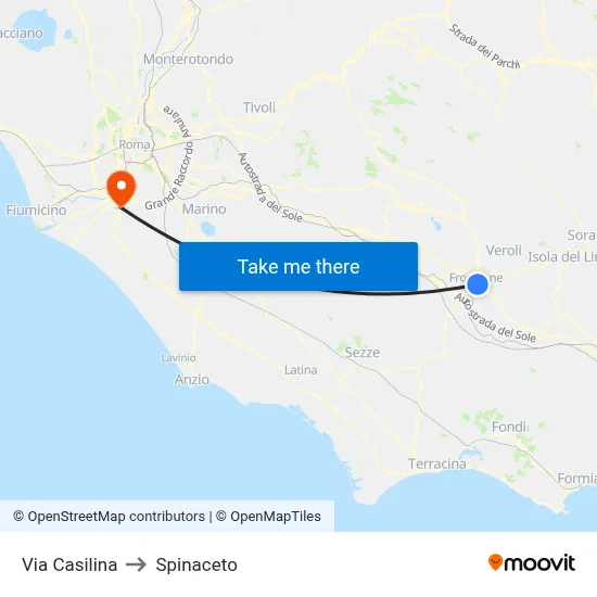 Via Casilina to Spinaceto map